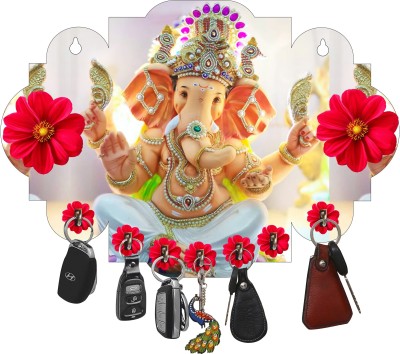 jai shree shyam collection Lord Ganesha Theme UV Mashine Print GZB QULITY PRODUCT Wood Key Holder (7 Hooks, Multicolor) Wood Key Holder(7 Hooks, White)