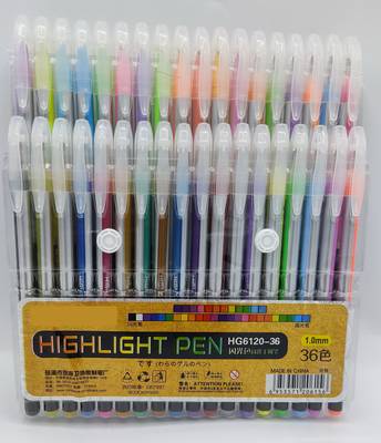 Gold Leaf HIghlighter Pen Set of 36 Colors Black Paper, Rock Painting, Calligraphy, Lettering, Scrap booking, Card Making, HIghlighter Pen