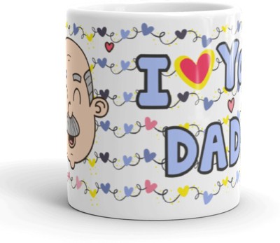 Aashray Gifts I Love You Dada Printed Coffee White Ceramic 350 ml Ceramic Coffee Mug(350 ml)