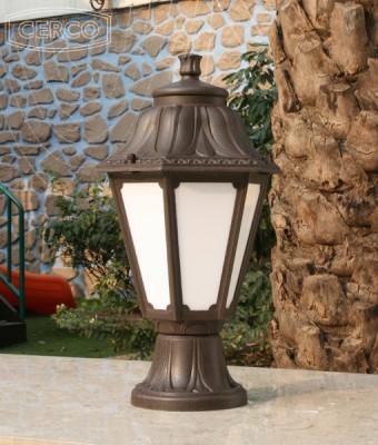 CERCO (S) E27 Outdoor Gate Light Brown Resin with Frosted Diffuser IP55 Gate Light Outdoor Lamp(Brown)