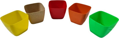 Naturally Green self watering square medium pack of 5 Plant Container Set(Pack of 5, Plastic)