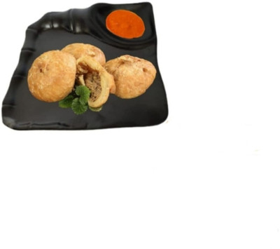 MDNSHO Melamine Platter Set for Snacks and Sweets, Plates / Tray for Party and Daily use Serving Platter, Unbreakable (6.5 Inch, Matt Black, Pack of 1) Chip & Dip Tray(Microwave Safe)