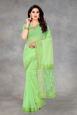 Apnisha Embroidered Bollywood Georgette Saree(Light Green)