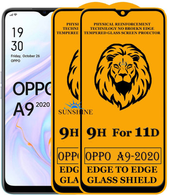 SUNSHINE Edge To Edge Tempered Glass for Oppo A9 2020(Pack of 2)