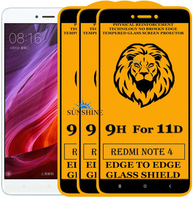 SUNSHINE Edge To Edge Tempered Glass for Mi Redmi Note 4(Pack of 3)
