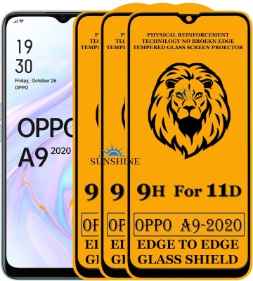 SUNSHINE Edge To Edge Tempered Glass for Oppo A9 2020(Pack of 3)