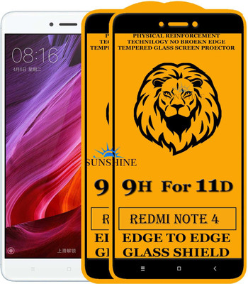 SUNSHINE Edge To Edge Tempered Glass for Mi Redmi Note 4(Pack of 2)