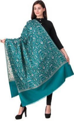 Royal-E-Kashmir Wool Printed Women Shawl(Blue)