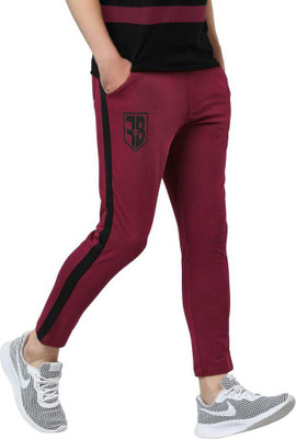 FabryKa Solid Men Maroon Track Pants