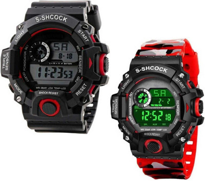 HUNTER HAWK -Alarm/Day-Date Multi functional Water Resistant Combo (Pack Of 2) Digital Watch  - For Men