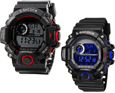 HUNTER HAWK -Alarm/Day-Date Multi functional Water Resistant Combo (Pack Of 2) Digital Watch  - For Men