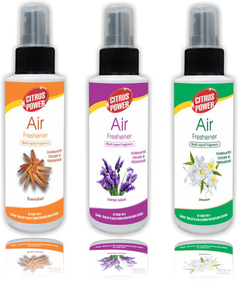 CITRUS POWER Sandal, Lavender, Jasmine Spray Sandal+Lavender+Jasmine Air Freshener Multi-Layered Fragrance(3 x 100 ml)