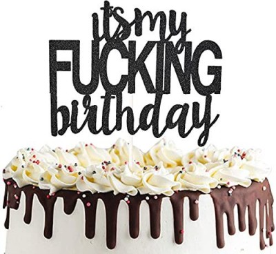 ZYOZI It’s My Birthday Cake Topper Funny Happy Birthday Party Decorations Edible Cake Topper(BLACK Pack of 1)