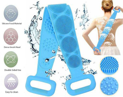 AddIntoCart Silicone Body Back Scrubber, Double Sided Bathing Belt/ Brush for Skin Deep Cleaning, Massage, Dead Skin Removal and Exfoliation for Shower lathers