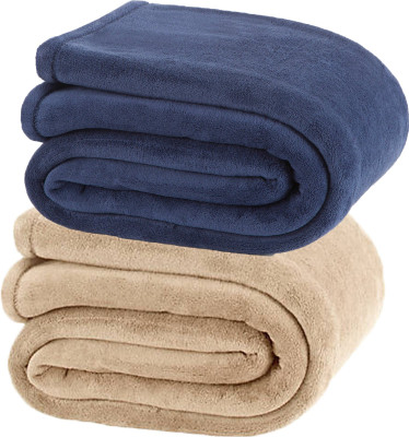 Supreme Home Collective Solid Single AC Blanket for  Mild Winter(Microfiber, Beige, Blue)