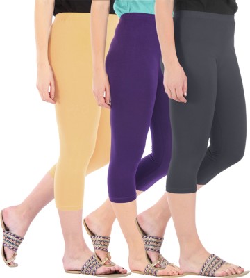 BEFLI Capri Leggings Women Brown, Purple, Grey Capri