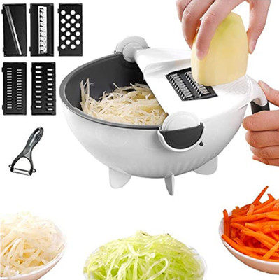 ARAKA Wet Basket Vegetable Cutter - Multi-Function Vegetable Cutter with Drain Basket Magic Rotate Vegetable Cutter (1 X Vegetable Cutter Basket, 5 X Blade, 1 X Peeler, 1 X Head) Vegetable & Fruit Vegetable & Fruit Grater & Slicer(1 X chopper, 1 X peeler) ARAKA Wet Basket Vegetable Cutter - Multi-Function Vegetable Cutter with Drain Basket Magic Rotate Vegetable Cutter (1 X Vegetable Cutter Basket, 5 X Blade, 1 X Peeler, 1 X Head) Vegetable & Fruit Vegetable & Fruit Grater & Slicer(1 X chopper, 1 X peeler)