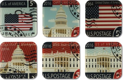 DWELLSINDIA Square Acrylic Coaster Set(Pack of 6)