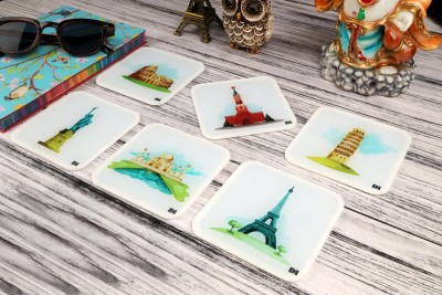 DWELLSINDIA Square Acrylic Coaster Set(Pack of 6)