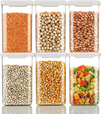 Flipkart SmartBuy Plastic Grocery Container  - 1100 ml(Pack of 6, White)
