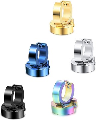 Karishma Kreations Mens Earring & Women Earring Fashion Multi jewellery Valentine Platinum Black Blue Golden Silver Surgical Plug Hoop Ear piercing Studs stainless Steel Jewelry Stylish Fancy Party wear casual High Gold Polish Daily use simple Magnet non Pierced Round pressing Dumbell Multicolor pre