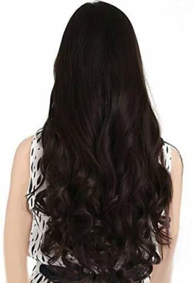 Vvine Girls And Women's 5 Clip in Natural Brown Stylish Curly/Wavy Pack Of 1 Hair Extension