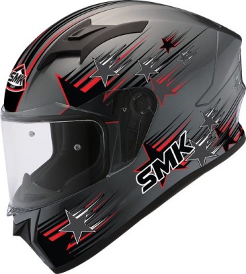 SMK STELLAR RAINSTAR Motorbike Helmet(Black, Red)