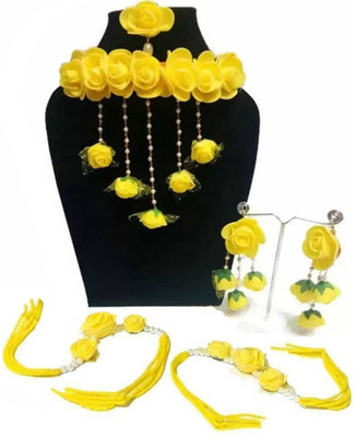 Rozec Fabric Yellow, White Jewellery Set(Pack of 1)