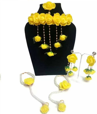 style revolver Fabric, Plastic, Paper Yellow, White Jewellery Set(Pack of 1)