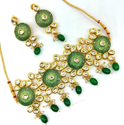 Aashish Imitation Alloy Gold-plated Green Jewellery Set(Pack of 1)