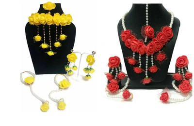 Rozec Fabric Gold-plated Yellow, Red, White Jewellery Set(Pack of 1)