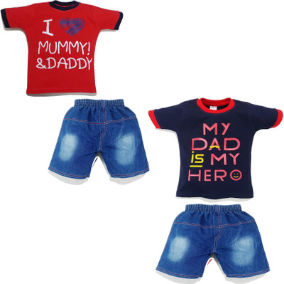 Jusfab Baby Boys & Baby Girls Casual T-shirt Shorts(Multicolor)