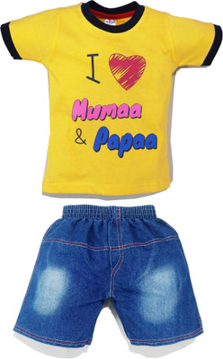 Jusfab Baby Boys & Baby Girls Casual T-shirt Shorts(Yellow, Blue)