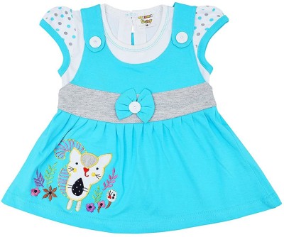 NammaBaby Baby Girls Midi/Knee Length Casual Dress(Blue, Cap Sleeve)