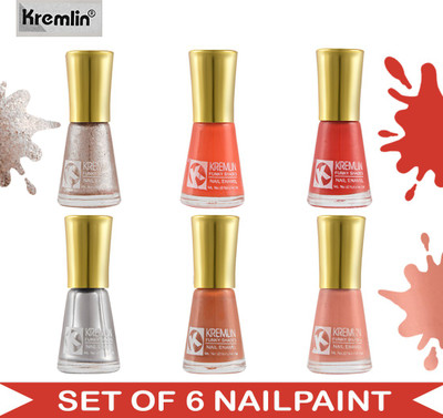 Kremlin (KRM-NPCMB6-6350) - KN11 - Multicolor Nail Paint - 10 ml Each Multicolor(Pack of 6)