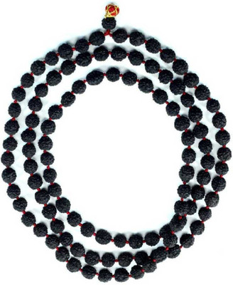 Maharishia Rudraksha Mala 5 Mukhi Natural Black 108+1 Beads 6mm Wood Chain