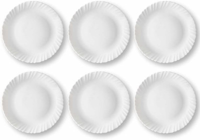 TREANDCARD Logo Opalware 6 Pieces Plate Set, White Quarter Plate(Pack of 6)
