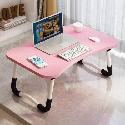 KAIZONE Multipurpose Foldable Table with Cup Holder, Study , Bed ,Table, Portable Wood Portable Laptop Table(Finish Color - Pink, Pre Assembled)