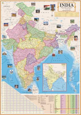 INDIA POLITICAL MAP/CHART | Map Size (40 inch X 28 inch).Paper Print| Best Useful for UPSC, SSC, IES, Railway and other Competitive Exams. (English Map). Paper Print