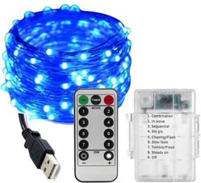 MANSAA 50 LEDs 5 m Blue Flickering String Rice Lights(Pack of 1)