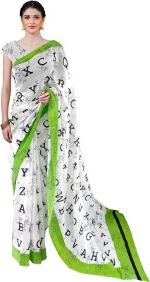 NIKHILAM Printed Ikkat Pure Cotton Saree(Green)