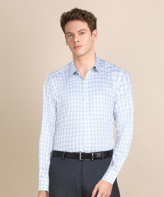 PARK AVENUE Men Checkered Formal Light Blue, White Shirt
