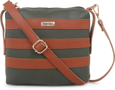 Rovok Brown, Green Sling Bag Women Sling Bag