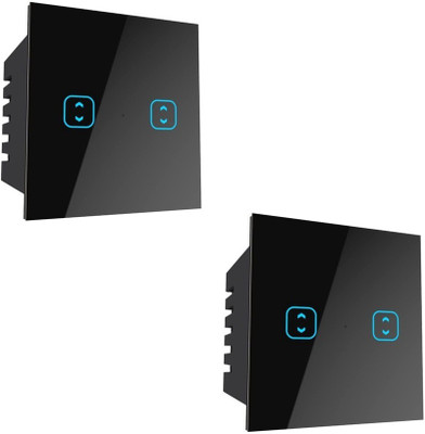 TEQOOZ 2 Way Smart Wi-Fi Touch Switches (Pack of 2, Black) Smart Switch(Black)