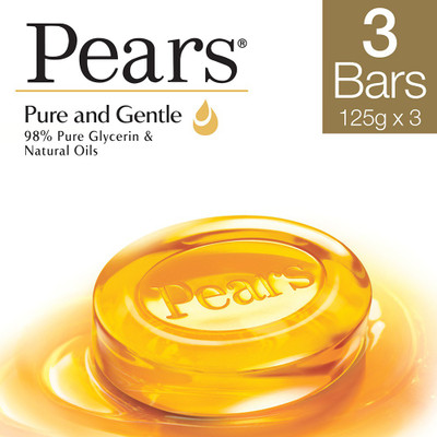 Pears Pure & Gentle Soap Bar ,Paraben-Free For Soft Skin(3 x 125 g)