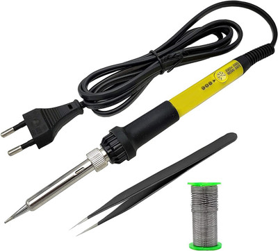 Ekavir 60 Watt Soldering Iron Temperature Controller Kit 220V/AC with Solder, Tweezer, Temperature Range: 200°c-450°c Rework Station Heat Pencil Tool - Yellow 60 W Temperature Controlled(Round Tip) Ekavir 60 Watt Soldering Iron Temperature Controller Kit 220V/AC with Solder, Tweezer, Temperature Range: 200°c-450°c Rework Station Heat Pencil Tool - Yellow 60 W Temperature Controlled(Round Tip)