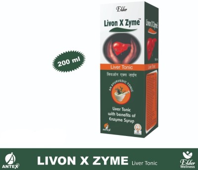 ELDER'S LIVON X ZYME LIVER TONIC SYRUP 200ML X 2PCS BHRINGRAJ,ASHWAGANDHA,TULSI,AMLA,GILOY(400 ml, Pack of 2)