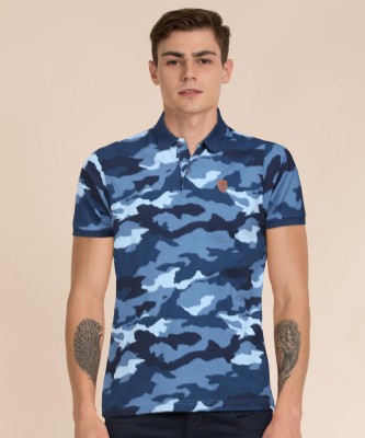 Pepe Jeans Printed Men Polo Neck Dark Blue T-Shirt