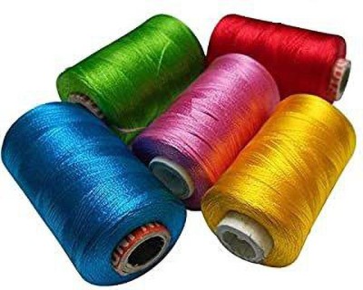 Dealx red, yellow, green, blue, pink Thread(90 m Pack of5)