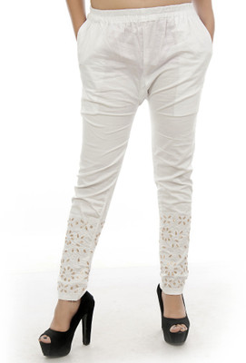 ADR International Slim Fit Women White Trousers